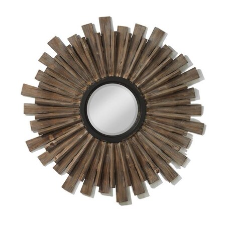 Tripar International Inc Tripar International 17901 Wooden Starburst Wall Mirror; Brown 17901
